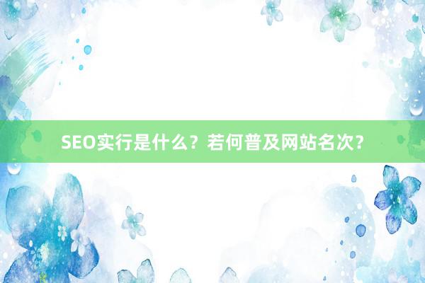SEO实行是什么？若何普及网站名次？